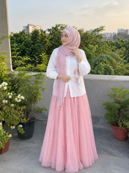 Blush Tulle Skirt & Shirt Set