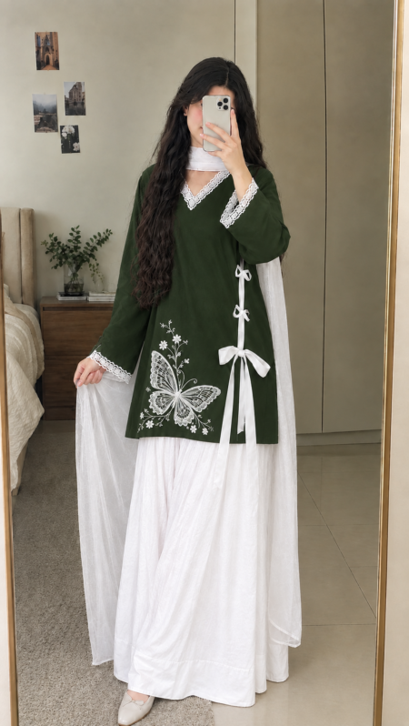 Emerald Butterfly Kameez Set